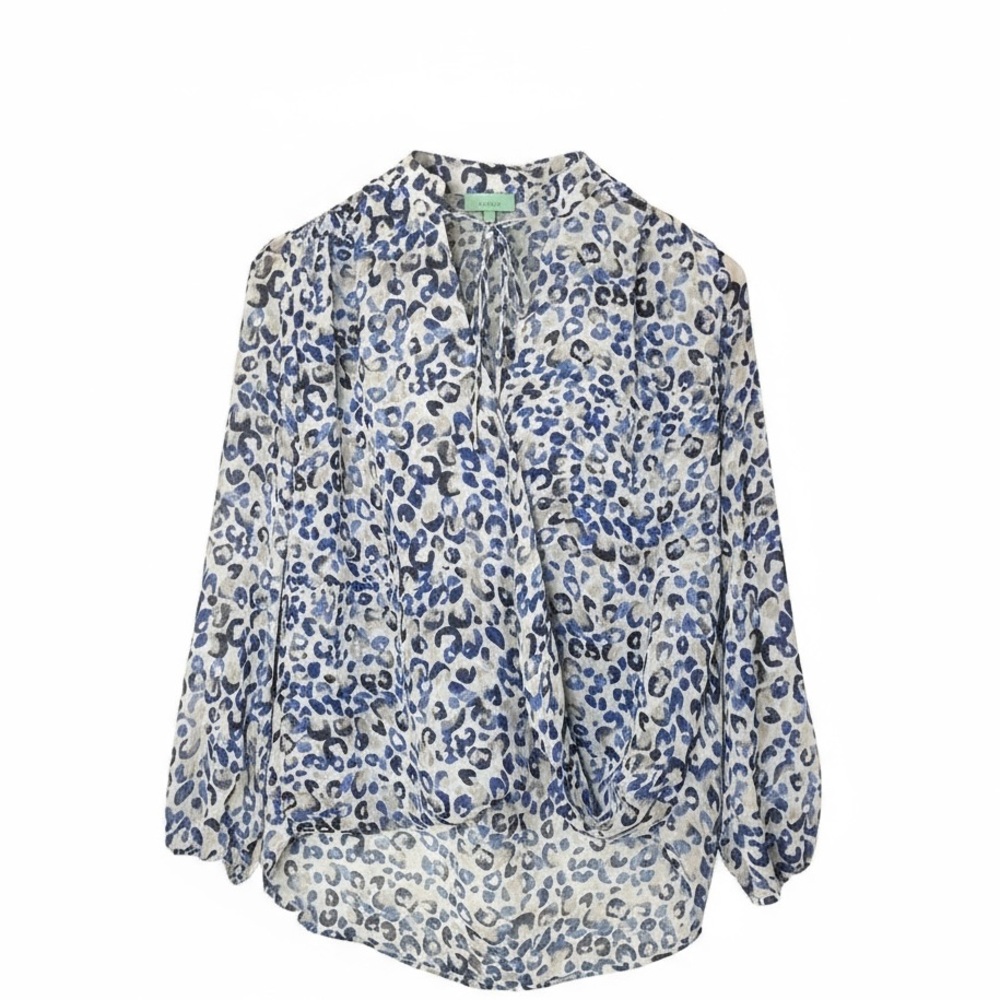 Veronica M blue and White cheetah print Women's Blouse